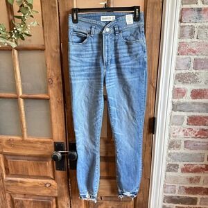 Abercrombie Fitch Super Skinny Ankle Jeans Women 26 2R Light Wash High Rise FLAW